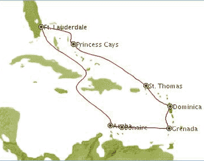 southern caribbean map itenerary